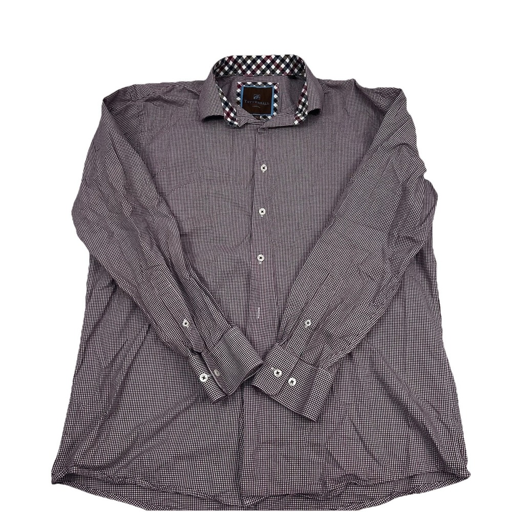 James Tattersall London Men's Maroon Gingham Print‎ Casual Shirt sz 17-34/35